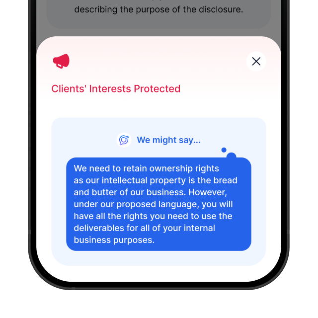 Contract Coach screenshot showing an example of an argument