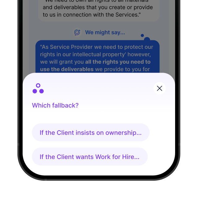 Contract Coach screenshot showing an example of fallbacks